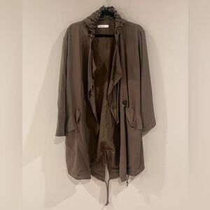 Mod Ref Taupe Ruffle Collar Utility Jacket Sz S